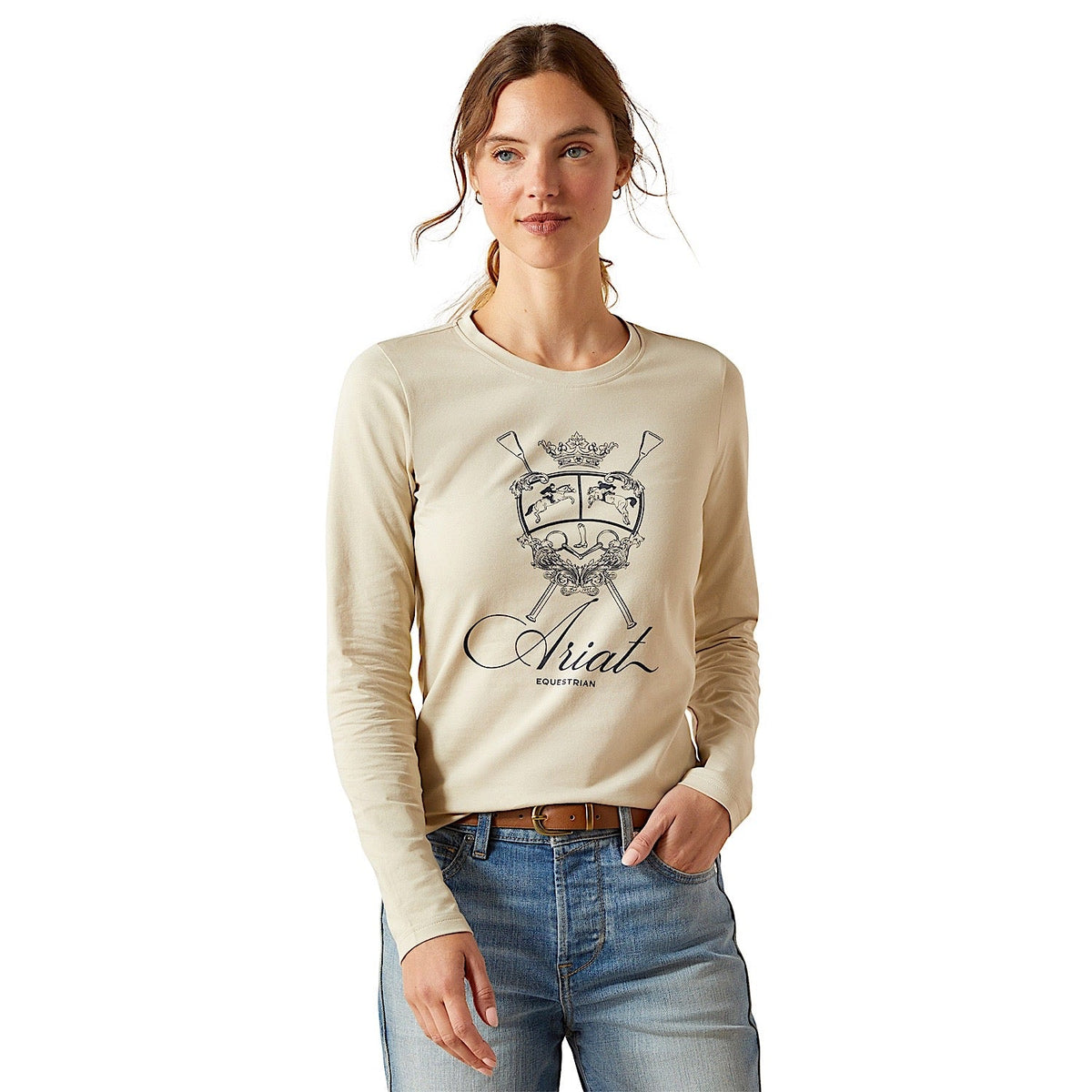 Ariat Womens Ritzy Logo Long Sleeve T-Shirt - Pelican