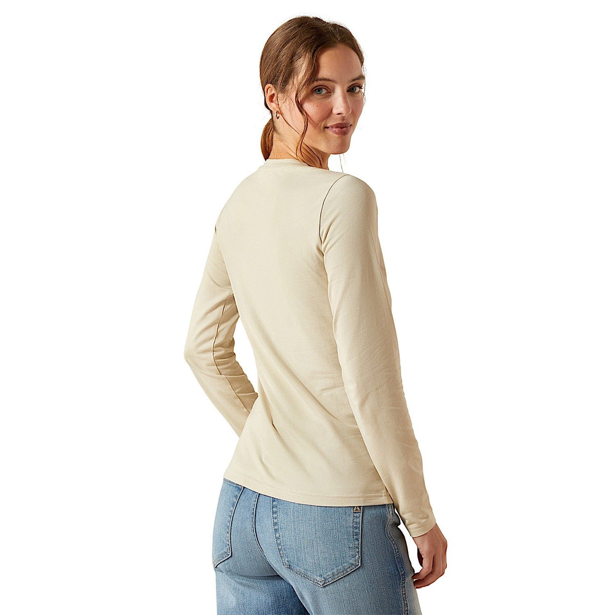 Ariat Womens Ritzy Logo Long Sleeve T-Shirt - Pelican