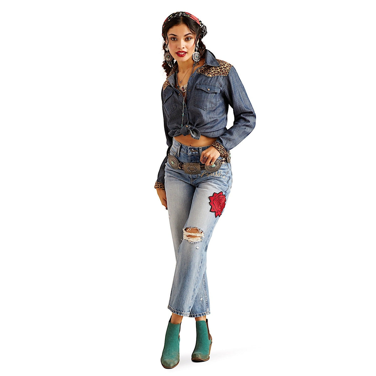 Ariat Women’s Rodeo Quincy Layla Rose Shirt - Chambray - Ariat Womens Tops