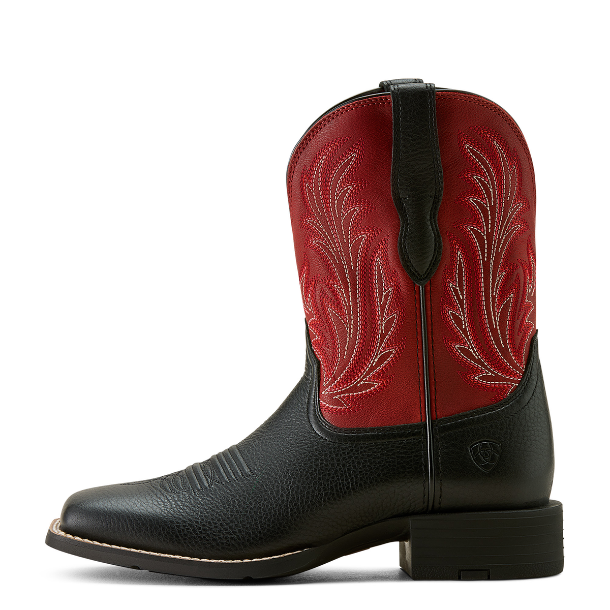 Ariat Women’s Round Up Filly Western Boot - Black Deertan/Blood Red