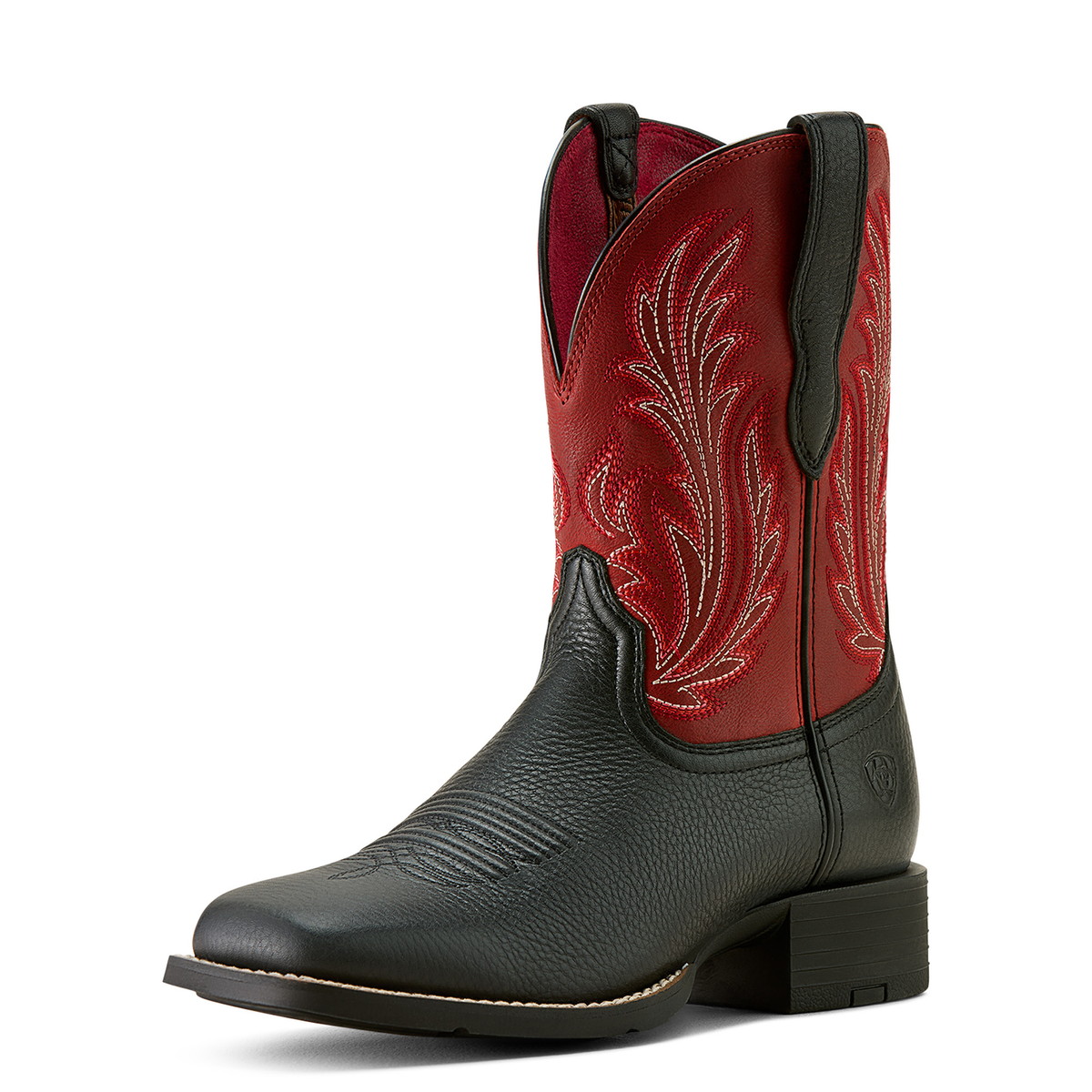 Ariat Women’s Round Up Filly Western Boot - Black Deertan/Blood Red