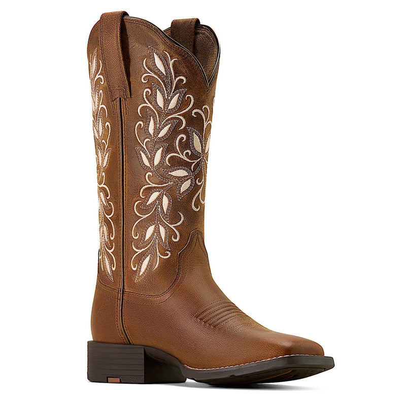 Ariat Womens Round Up Holly Wide Square Toe Western Boot - Pearl