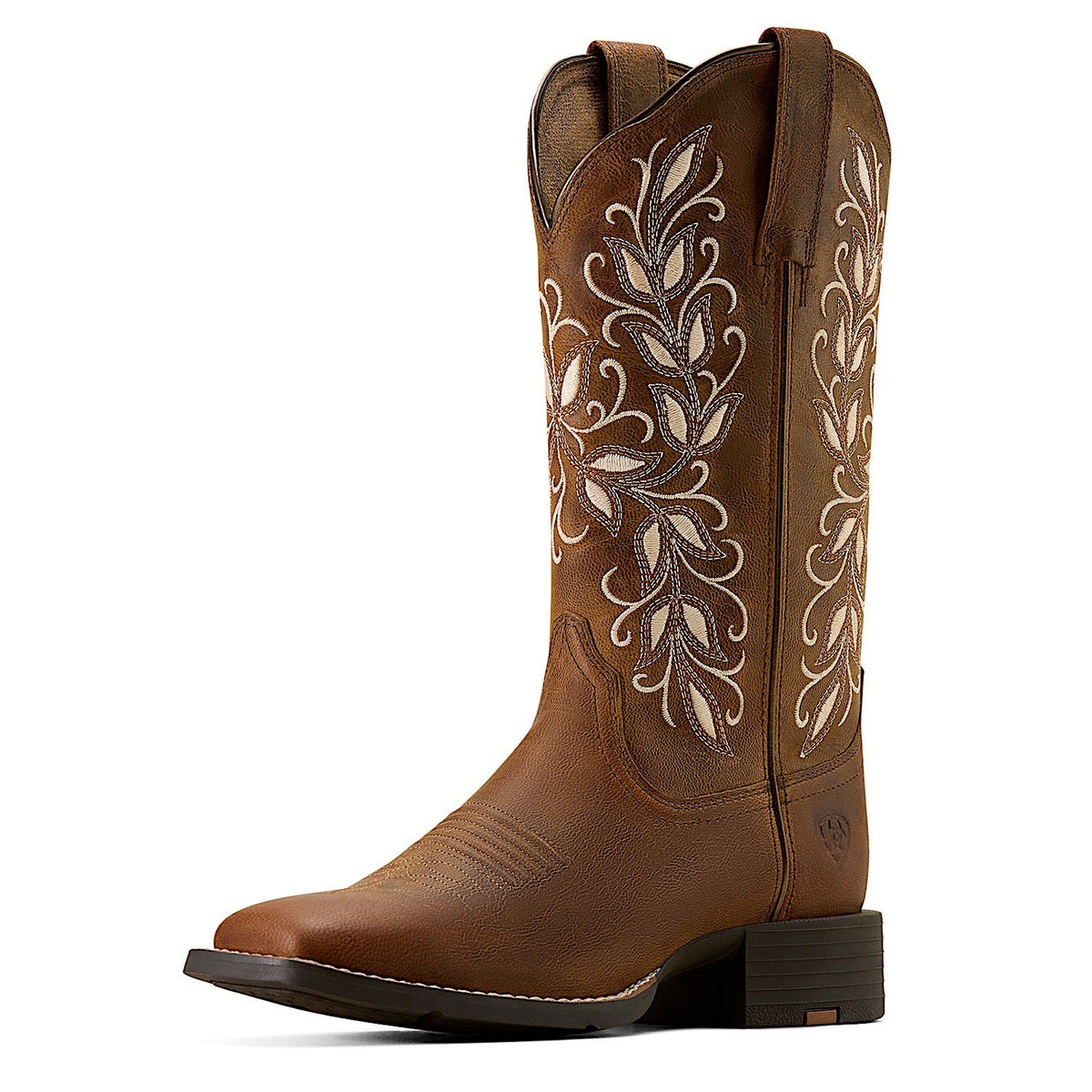 Ariat Womens Round Up Holly Wide Square Toe Western Boot - Pearl