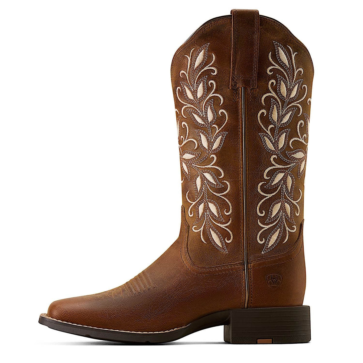 Ariat Womens Round Up Holly Wide Square Toe Western Boot - Pearl
