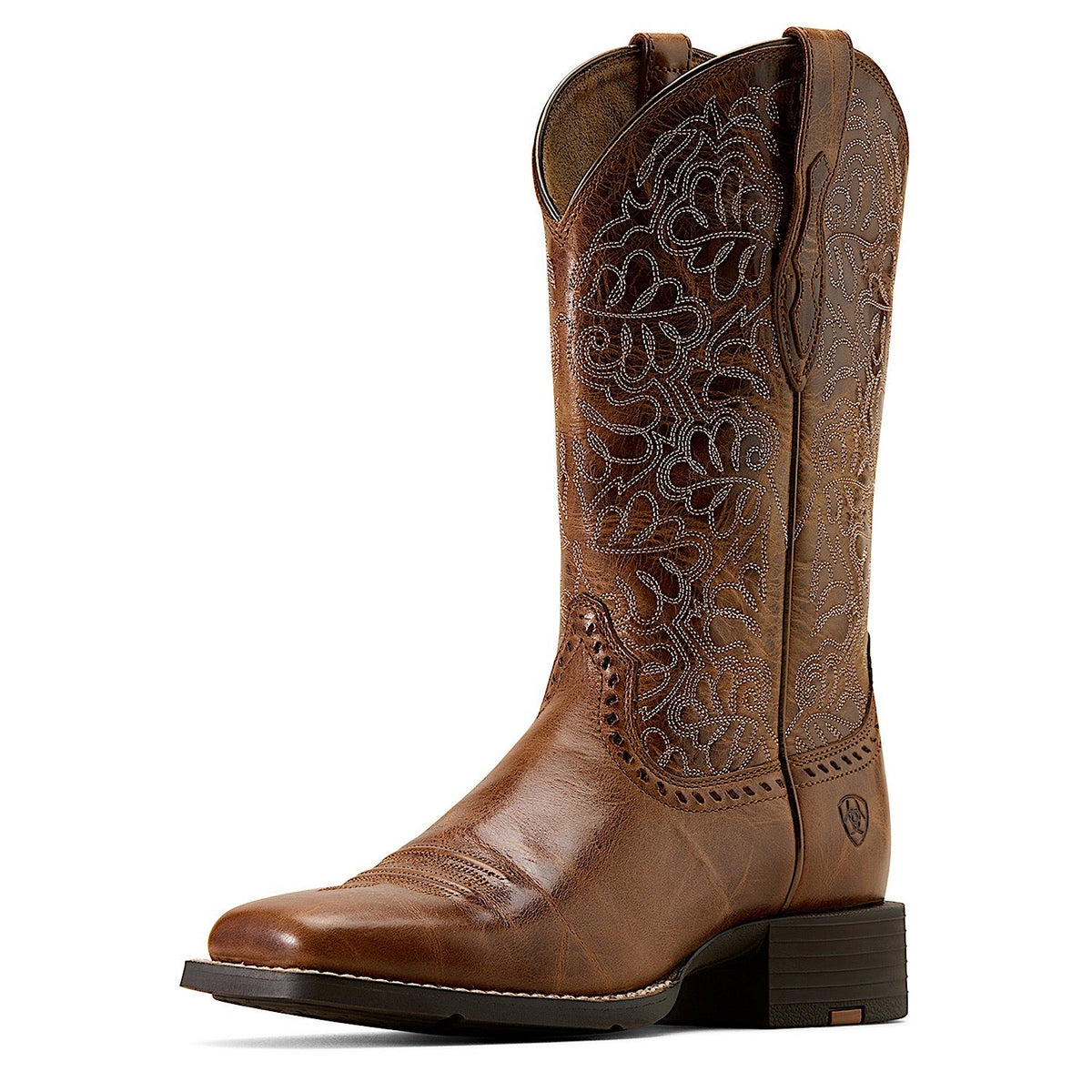 Ariat Womens Round Up Remuda Wide Square Toe Western Boot - Aged Tan