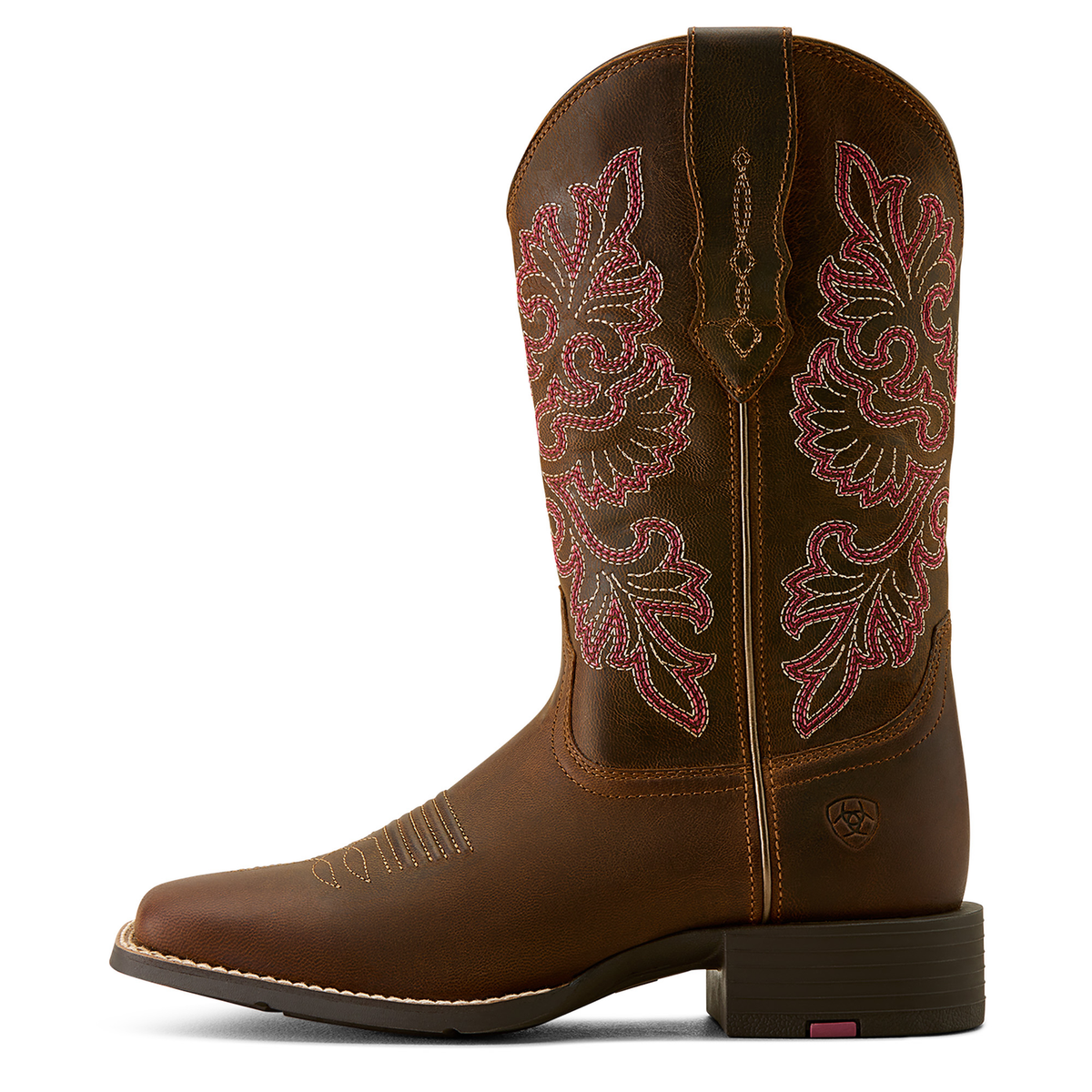 Ariat Womens Round Up Wide Square Toe Stretchfit Western Boot - Sassy Brown