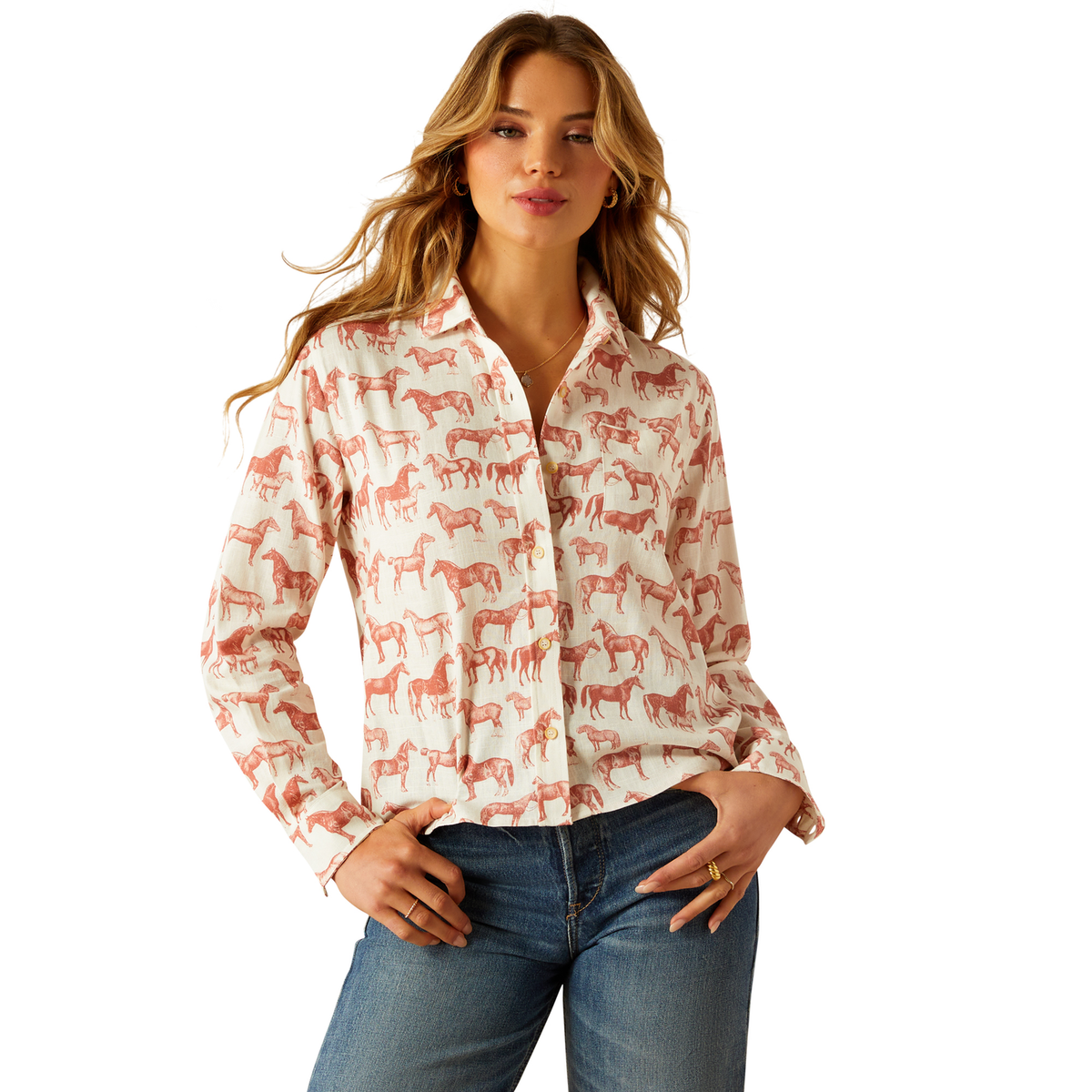 Ariat Women’s Rudford Shirt - Blushing Horse Print