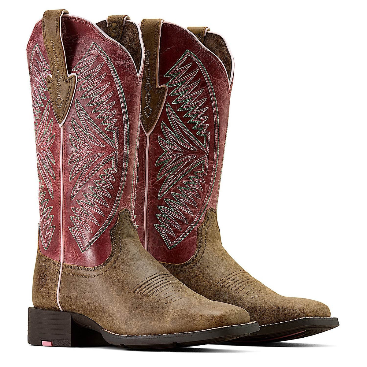 Ariat Womens Ruidoso Wide Square Toe Western Boot - Brown Bomber/Dusty Rose