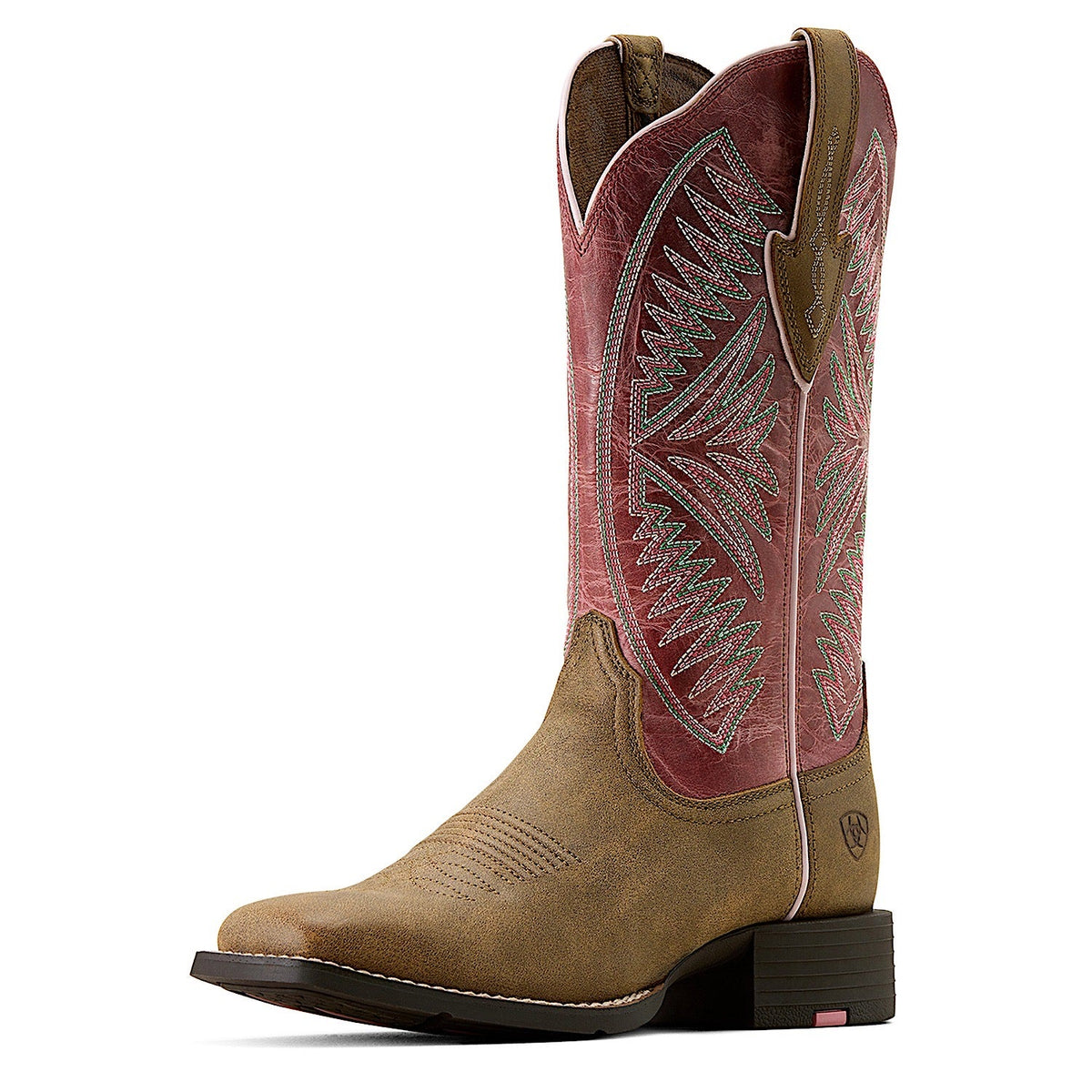 Ariat Womens Ruidoso Wide Square Toe Western Boot - Brown Bomber/Dusty Rose
