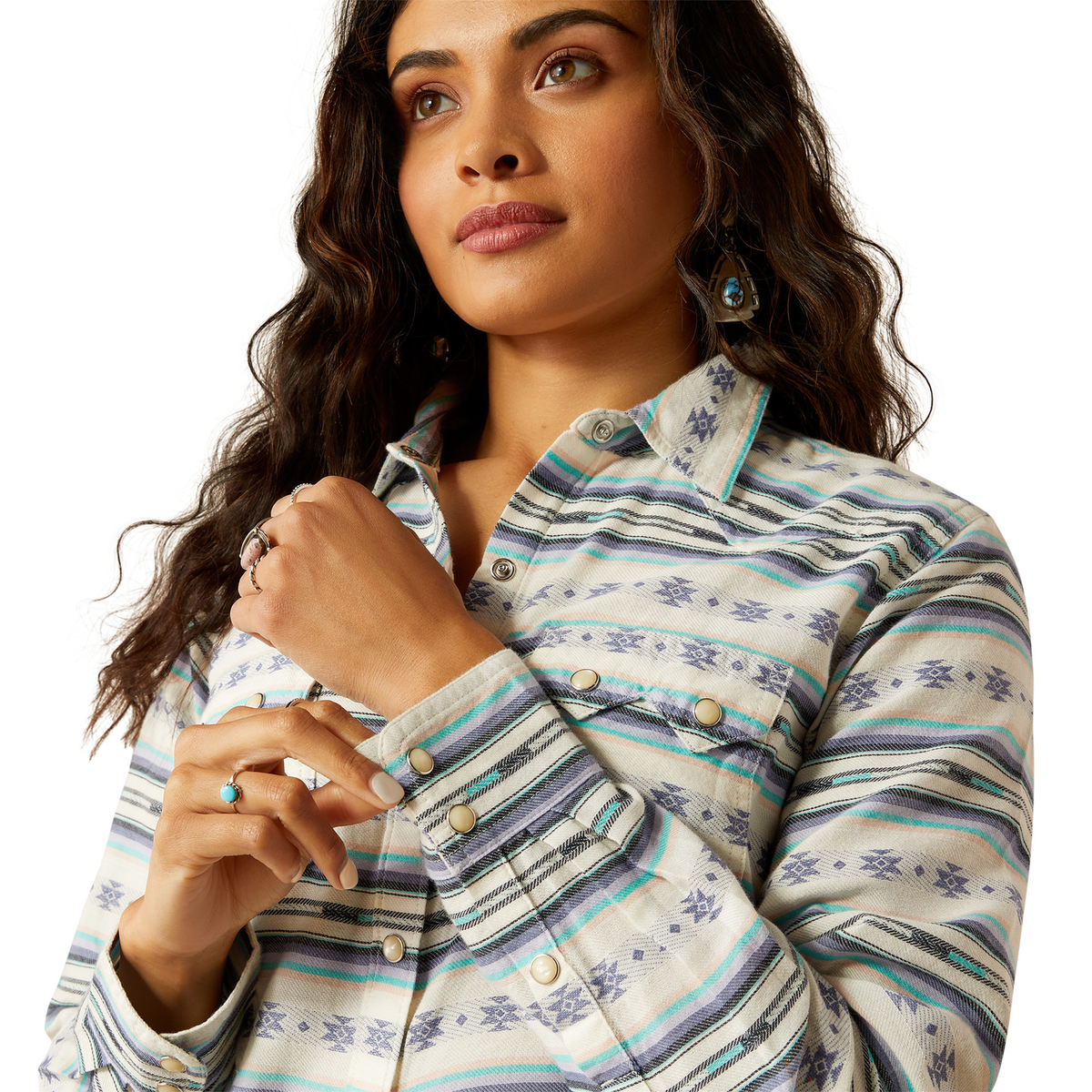 Ariat Women’s Seaside Shirt - Geo Stream Serape Jacquard Print