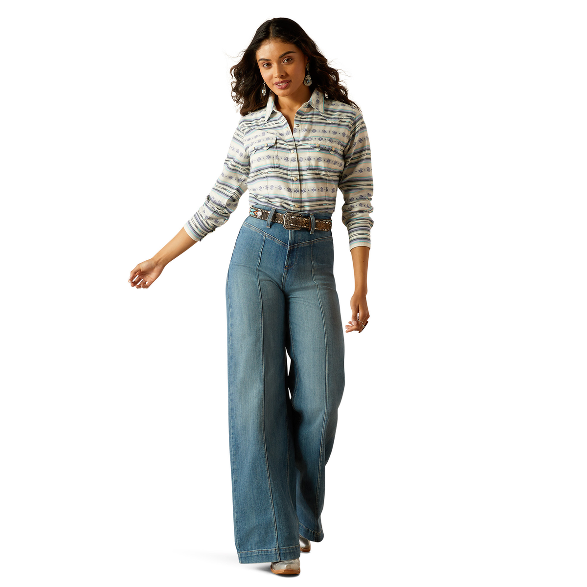 Ariat Women’s Seaside Shirt - Geo Stream Serape Jacquard Print