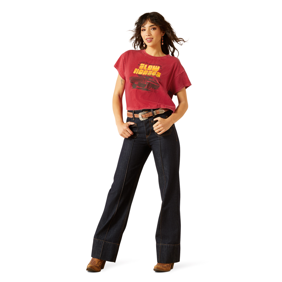 Ariat Womens Sendero Slow Horses Tee - Biking Red Mineral