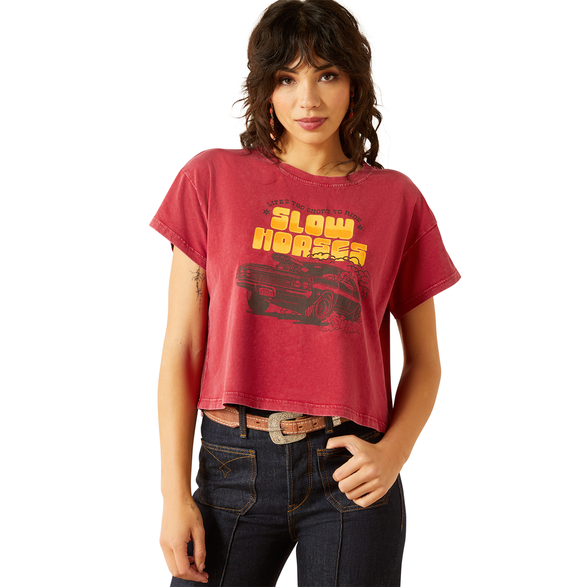 Ariat Womens Sendero Slow Horses Tee - Biking Red Mineral