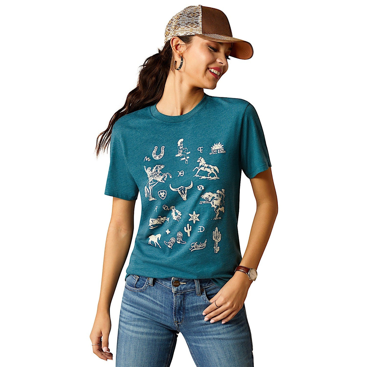 Ariat Women’s Sketch Pad T-Shirt - Deep Sea Heather - XS - Ariat Womens Tops