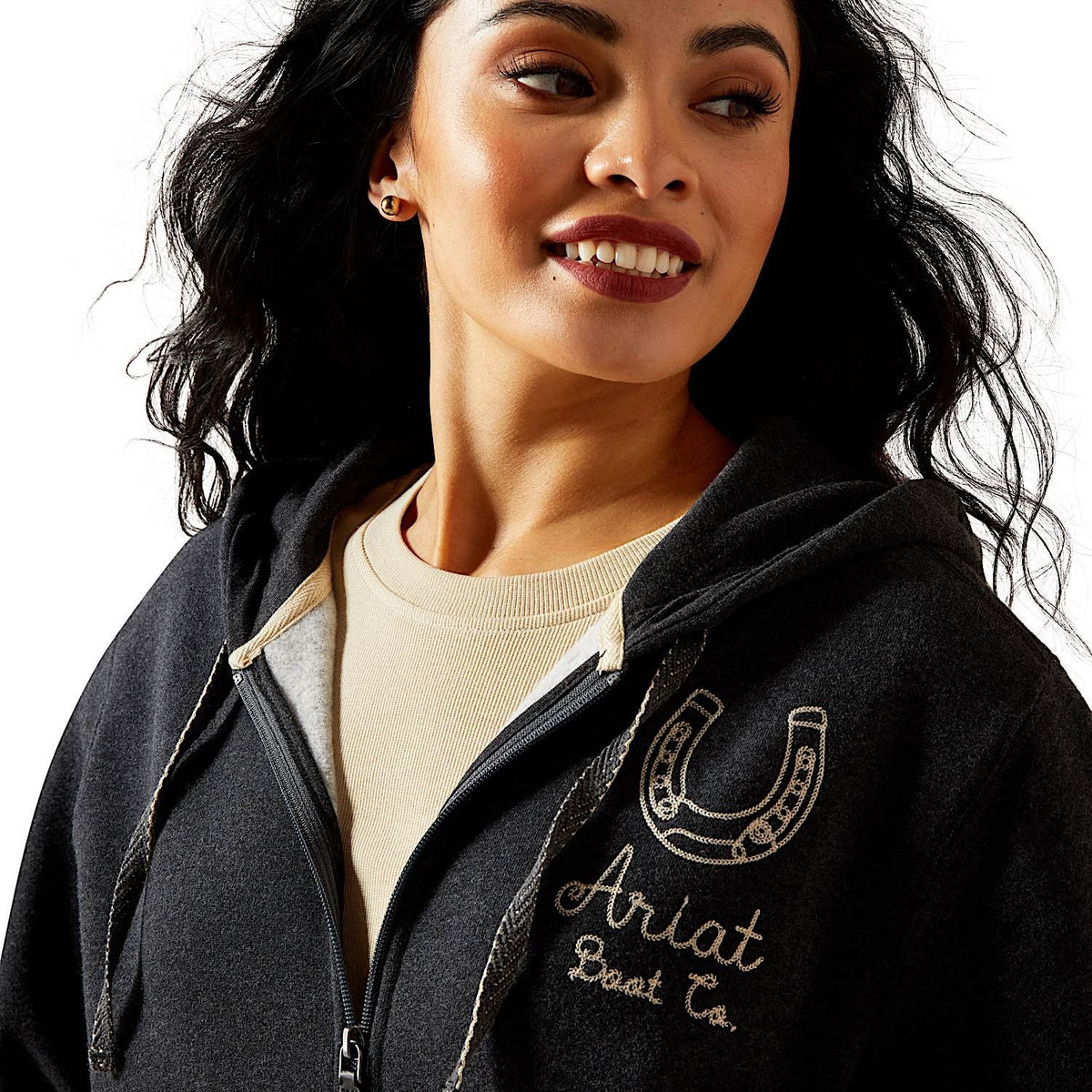Ariat Womens Stitched Full Zip Hoodie - Charcoal Heather
