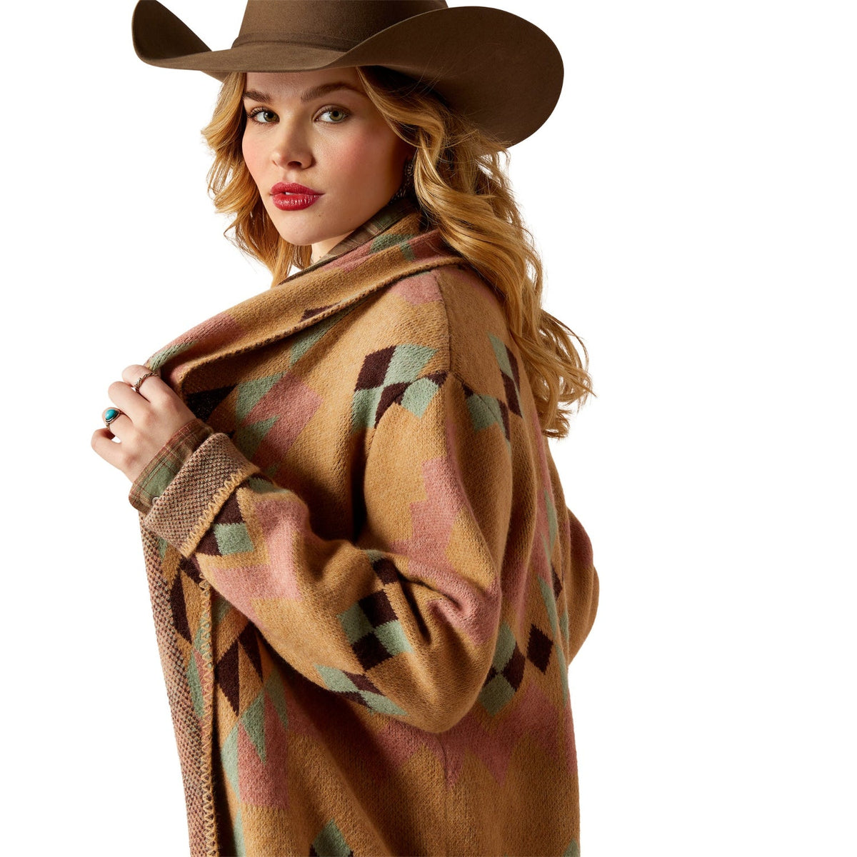 Ariat Women’s Sunset Chic Blanket Coat - Spark Geo Jacquard - Ariat Womens Tops