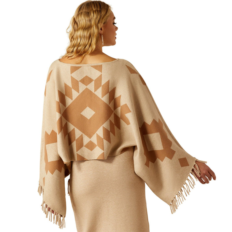 Ariat Women’s Sunset Chic Sweater Poncho - Oatmeal / Tannin - Ariat Womens Tops