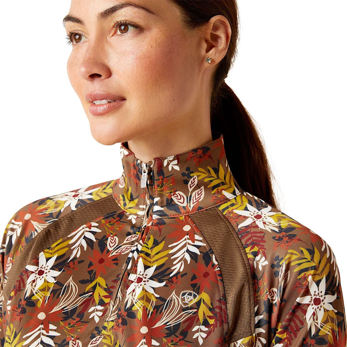 Ariat Womens Sunstopper 2.0 1/4 Zip Canteen Floral - Ariat Womens Tops