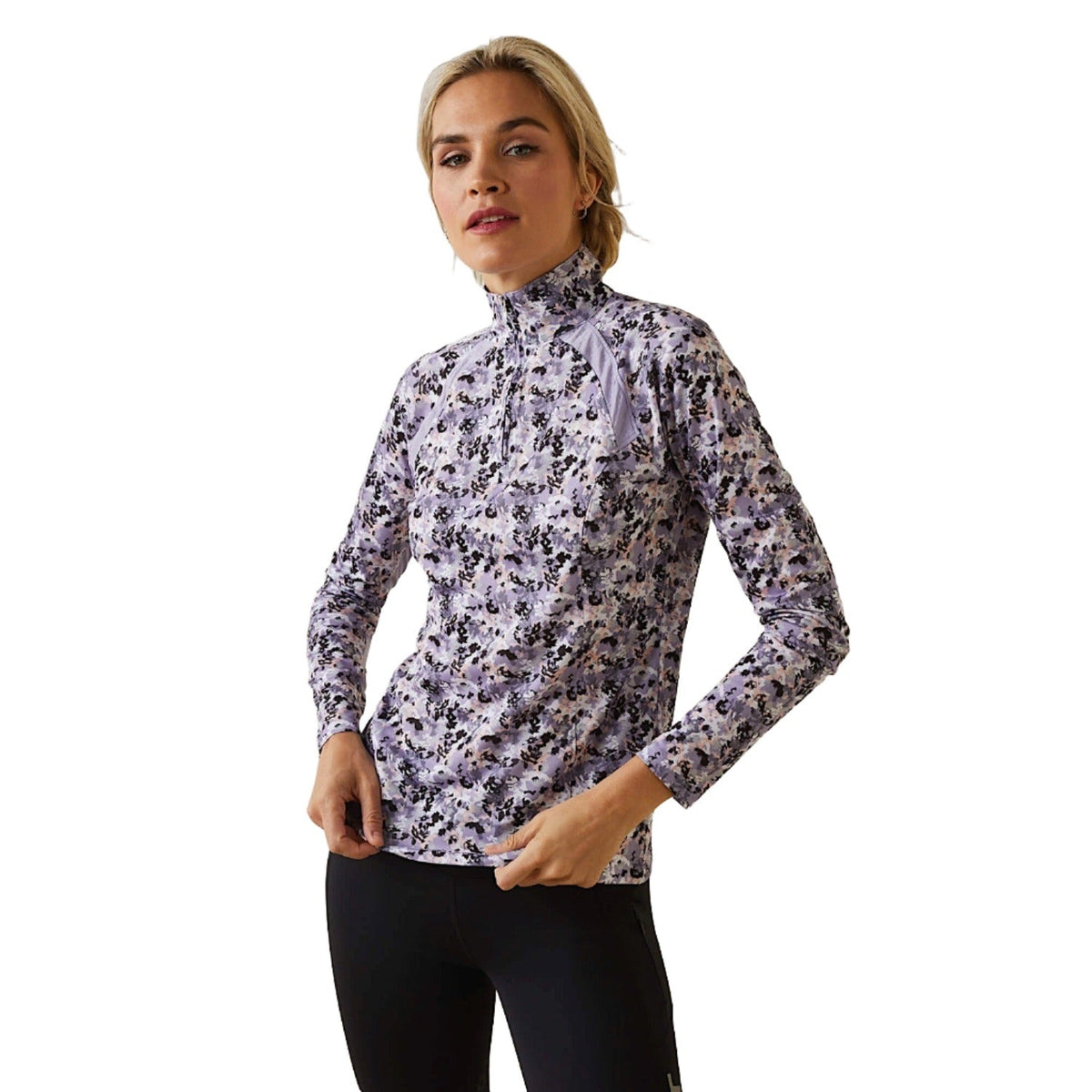 Ariat Womens Sunstopper 2.0 1/4 Zip Grey Camo Floral - XS Aus 6 - Ariat Womens Tops