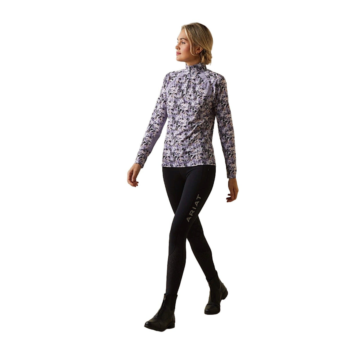 Ariat Womens Sunstopper 2.0 1/4 Zip Grey Camo Floral - Ariat Womens Tops