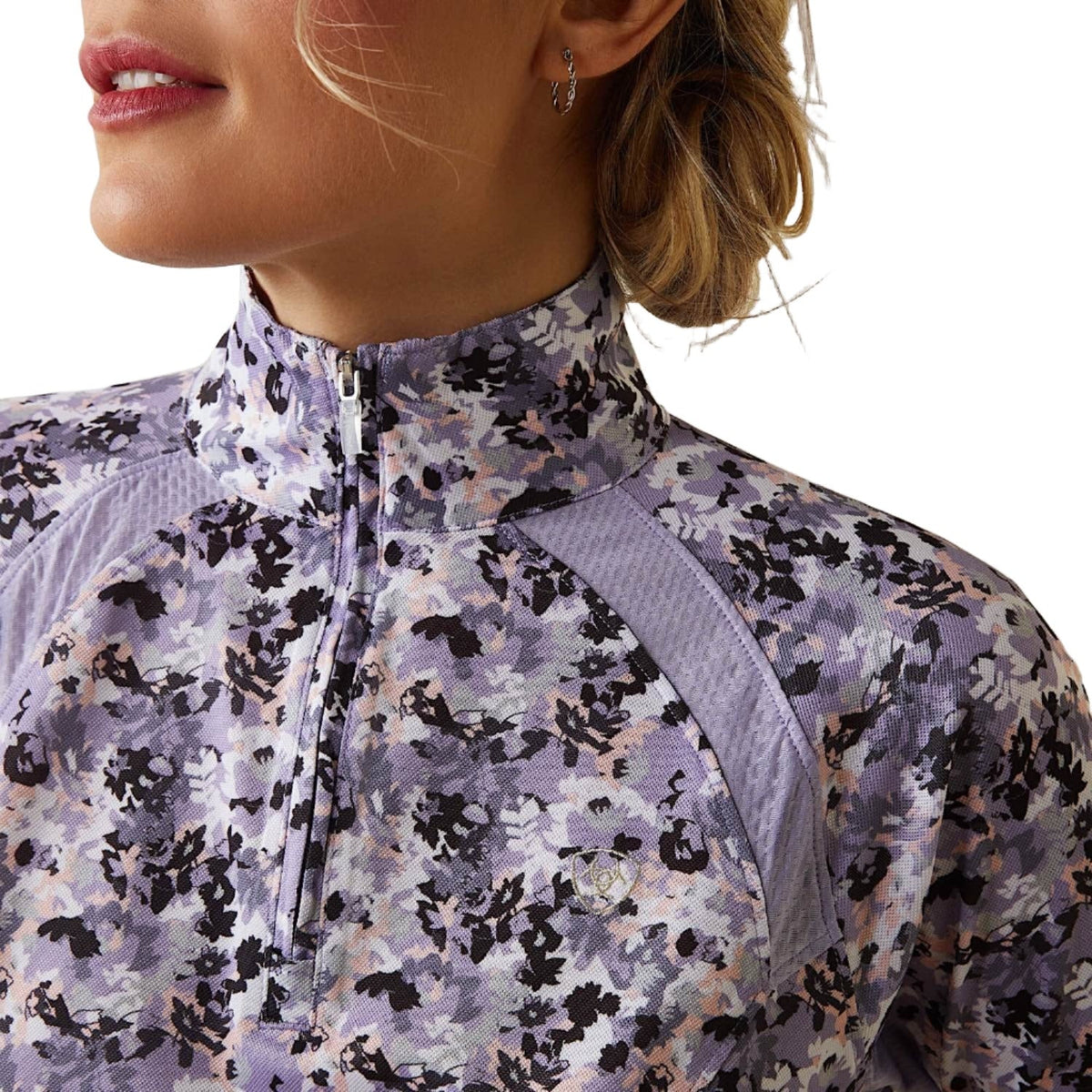 Ariat Womens Sunstopper 2.0 1/4 Zip Grey Camo Floral - Ariat Womens Tops