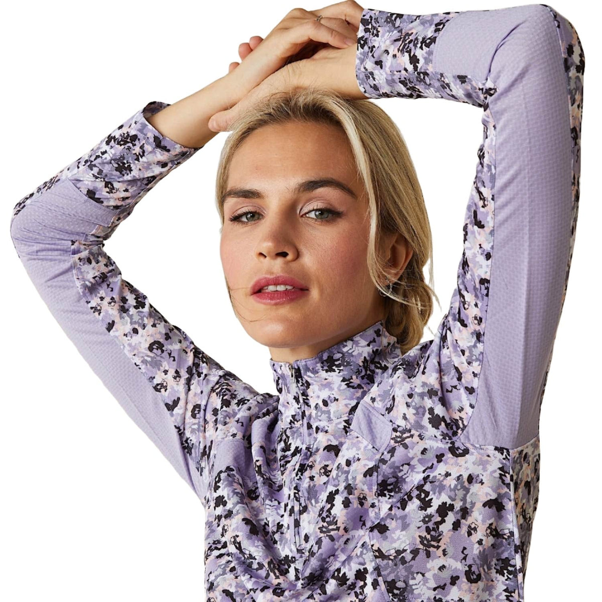 Ariat Womens Sunstopper 2.0 1/4 Zip Grey Camo Floral - Ariat Womens Tops