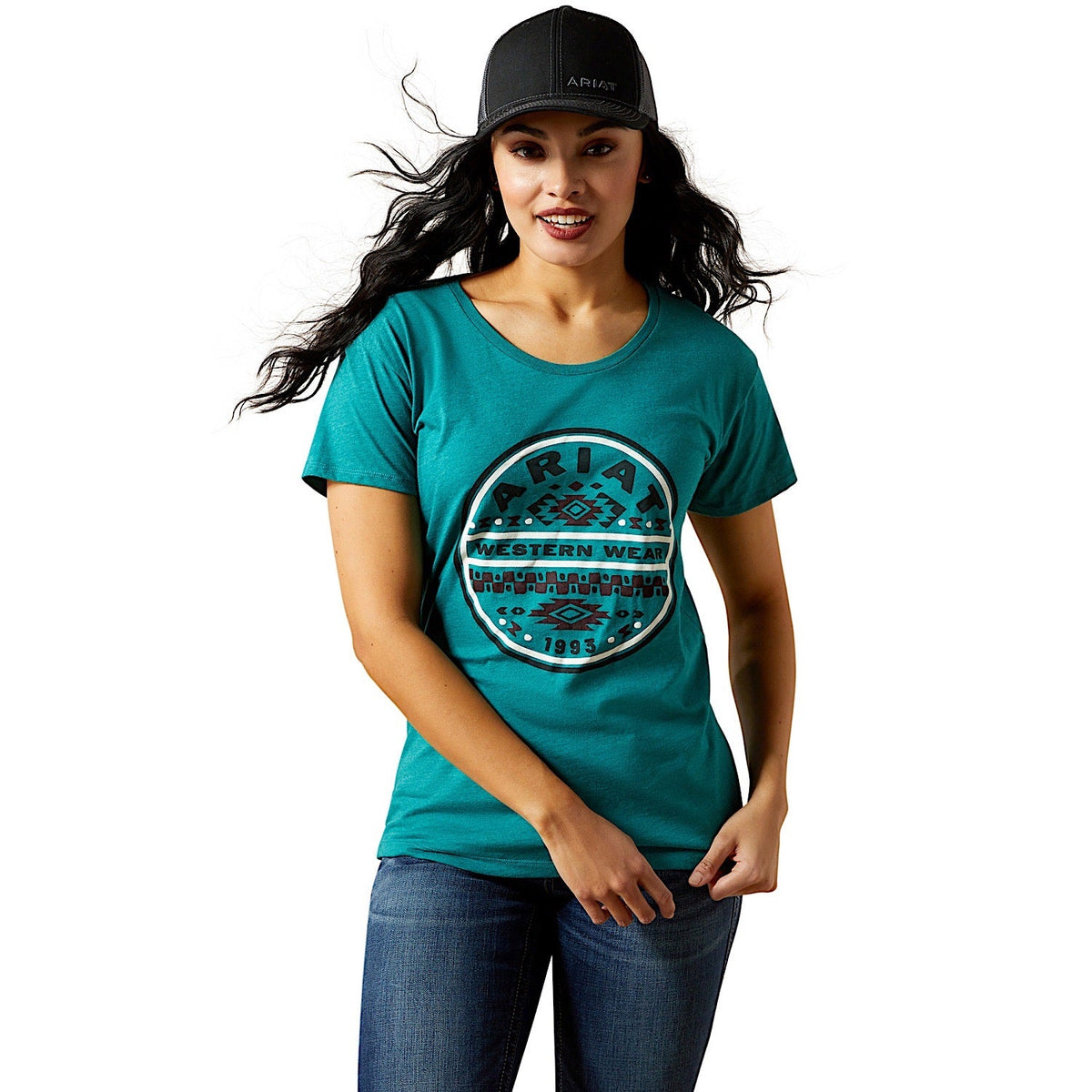 Ariat Womens SW Brand Lockup T-Shirt - Teal Green Heather