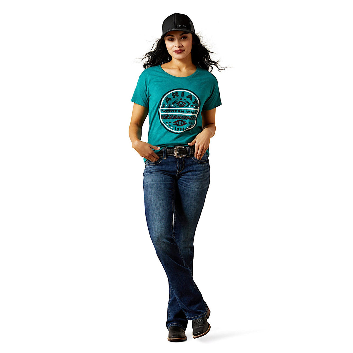 Ariat Womens SW Brand Lockup T-Shirt - Teal Green Heather