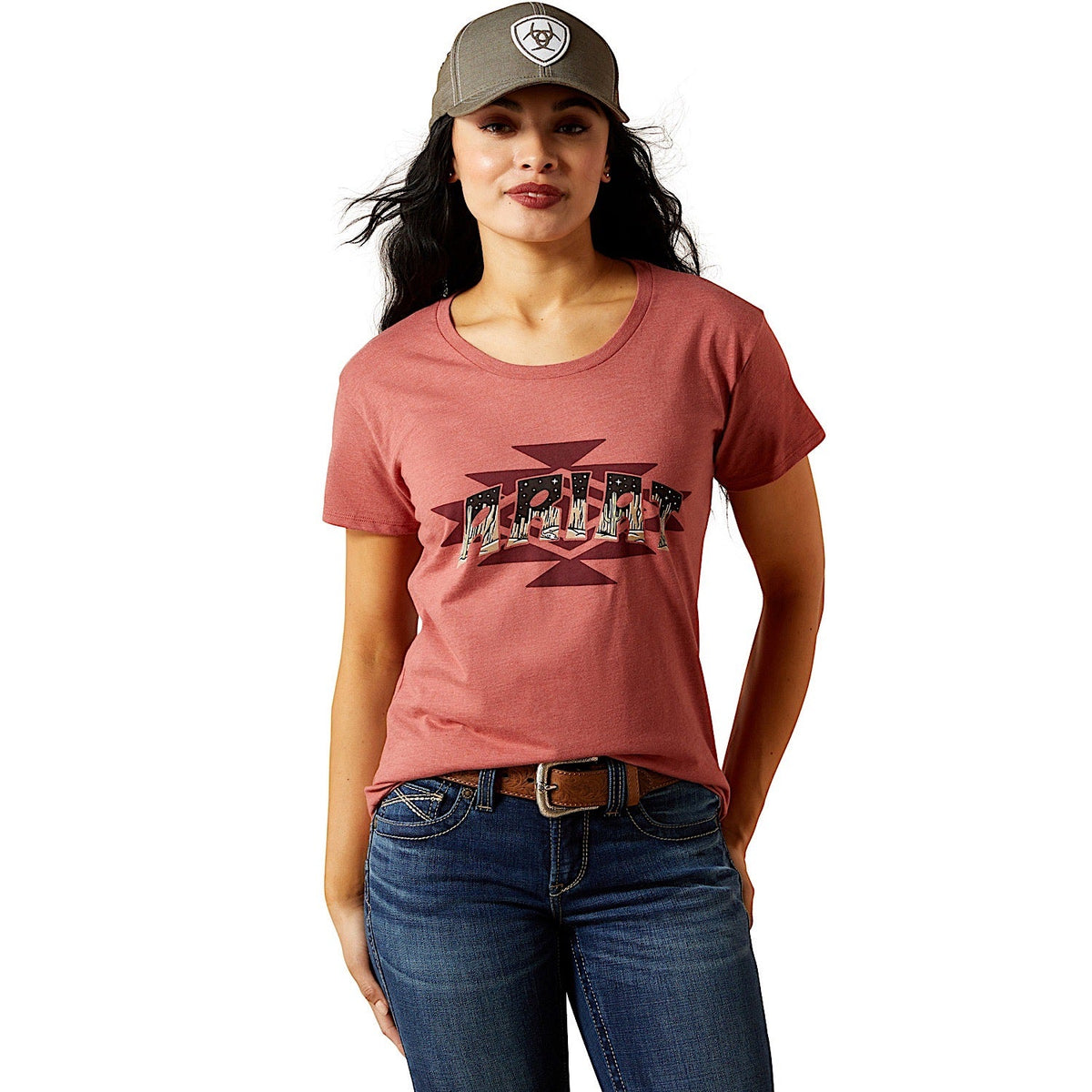 Ariat Women’s SW Logo Landscape T-Shirt - Red Clay Heather