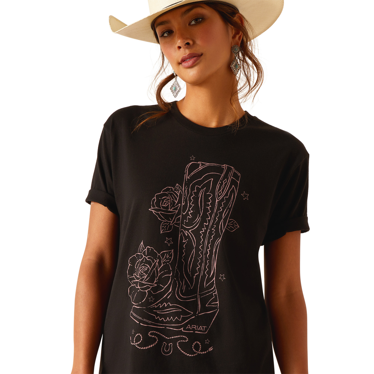 Ariat Women’s Tall Boot Sketch T-Shirt - Black - Ariat Womens Tops