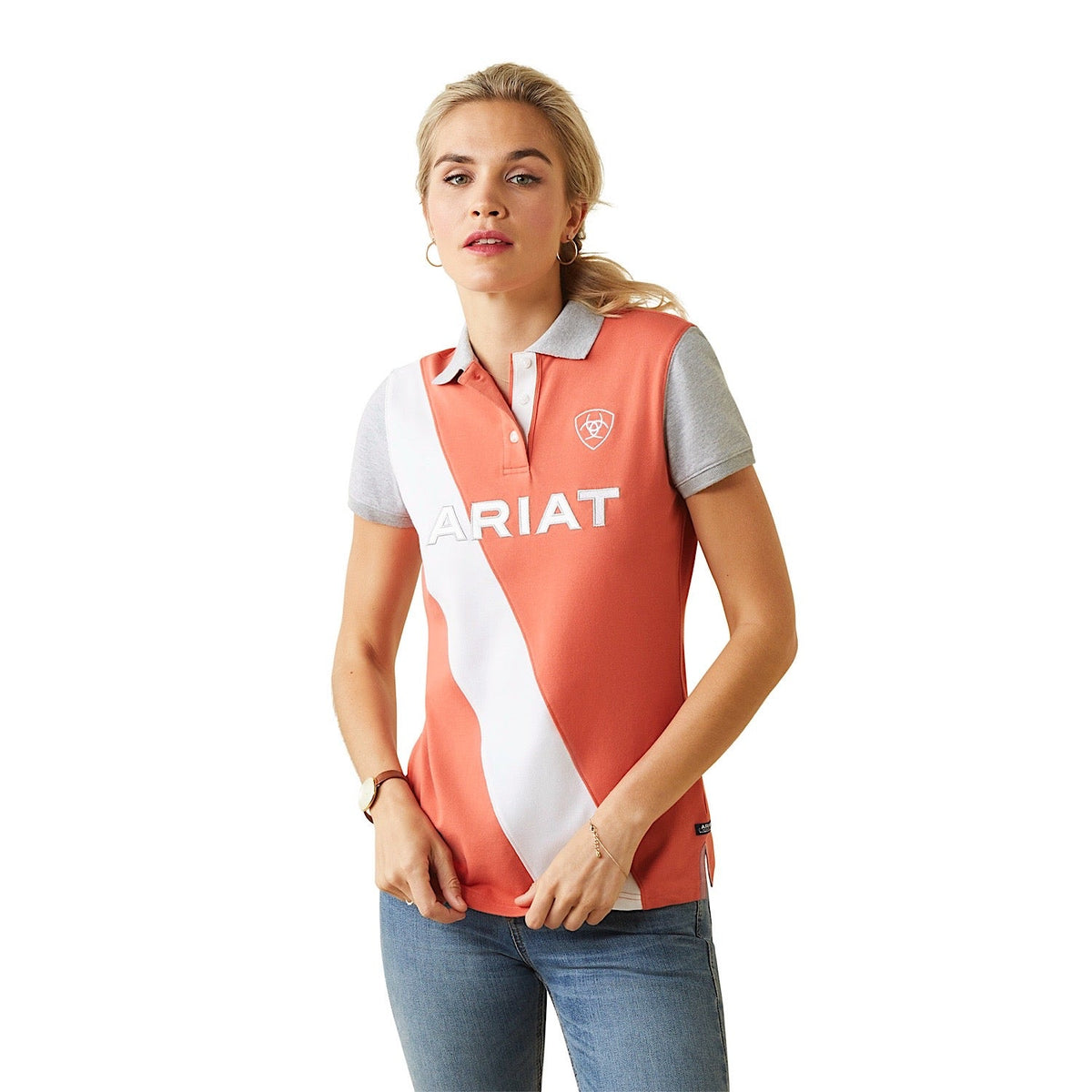 Ariat Womens Taryn S/S Polo Burnt Sienna - XS Aus 6 - Ariat Womens Tops