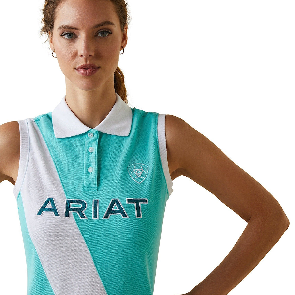 Ariat Womens Taryn Sleeveless Polo Pool Blue - Ariat Womens Tops