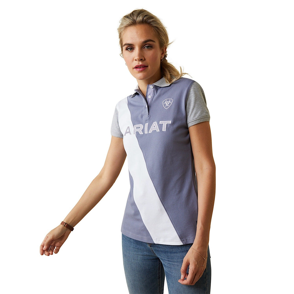 Ariat Womens Taryn SS Polo Dusky Granite - XS Aus 6 - Ariat Womens Tops