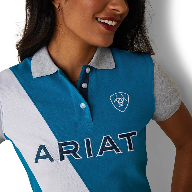 Ariat Womens Taryn SS Polo Mosaic Blue - Ariat Womens Tops