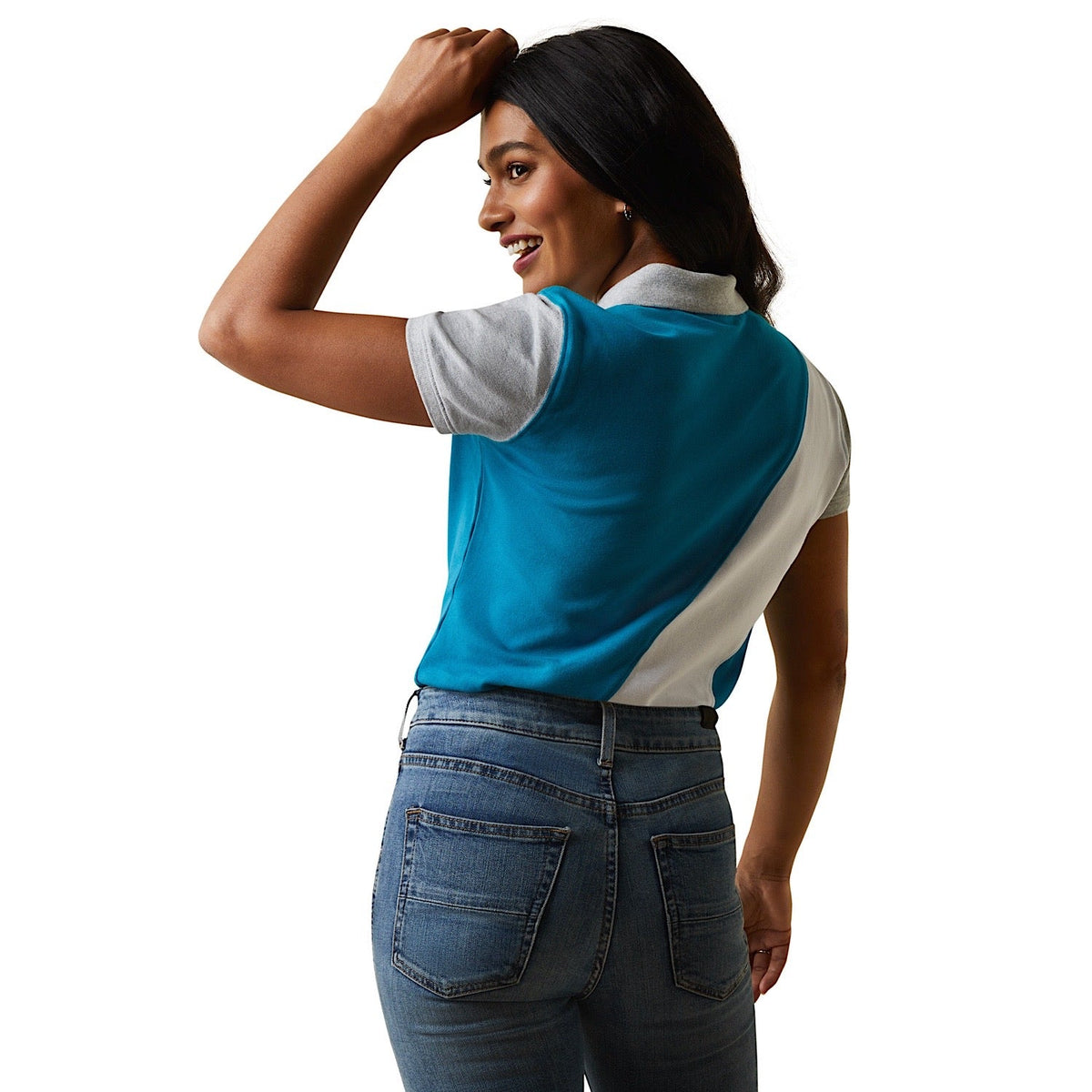 Ariat Womens Taryn SS Polo Mosaic Blue - Ariat Womens Tops