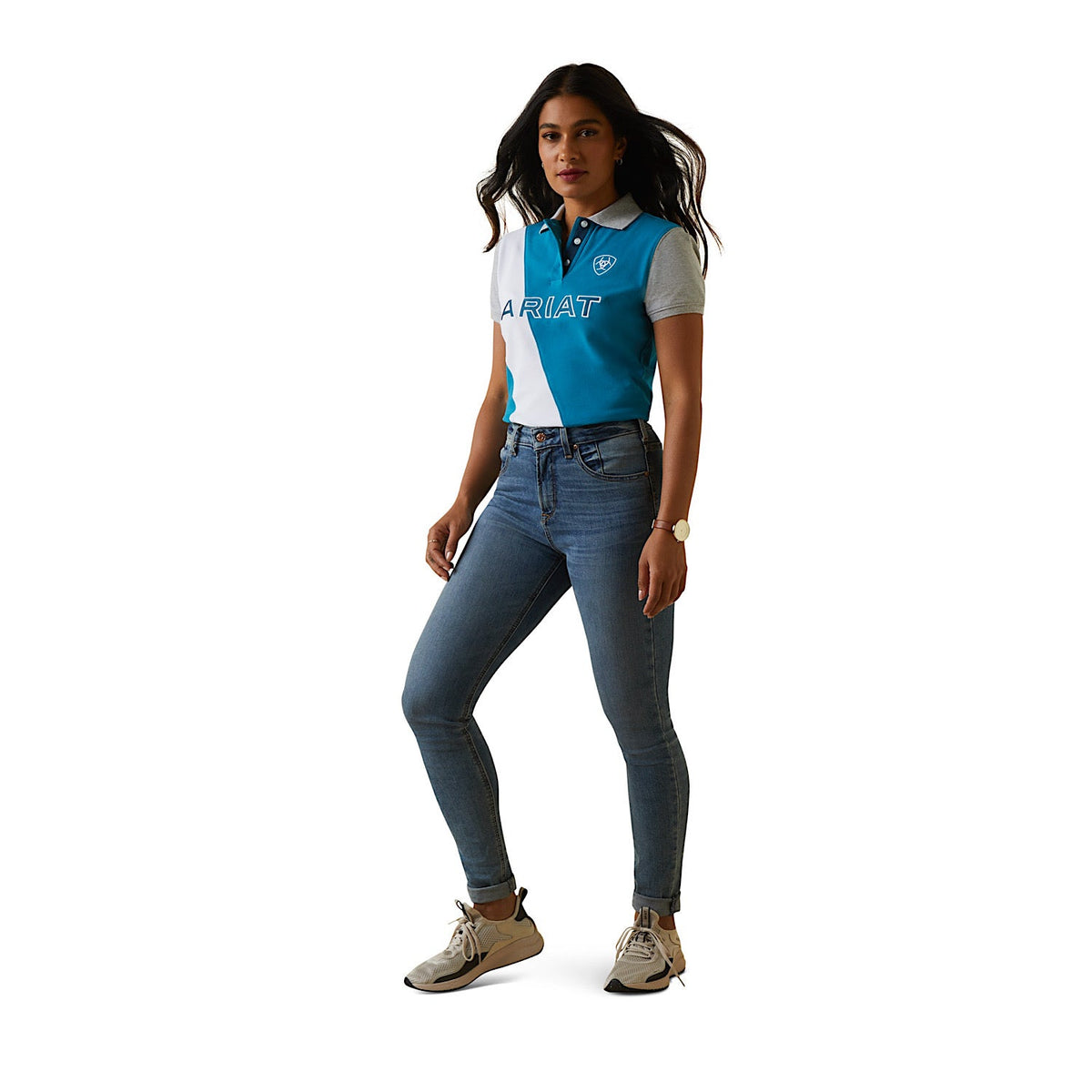Ariat Womens Taryn SS Polo Mosaic Blue - Ariat Womens Tops