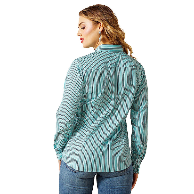 Ariat Womens Team Kirby Pro Shirt - Aqua Stripe