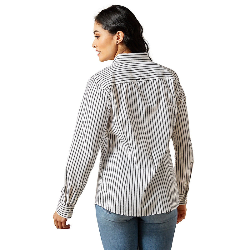 Ariat Womens Team Kirby Stretch Shirt - Black/White Triangle Stripe