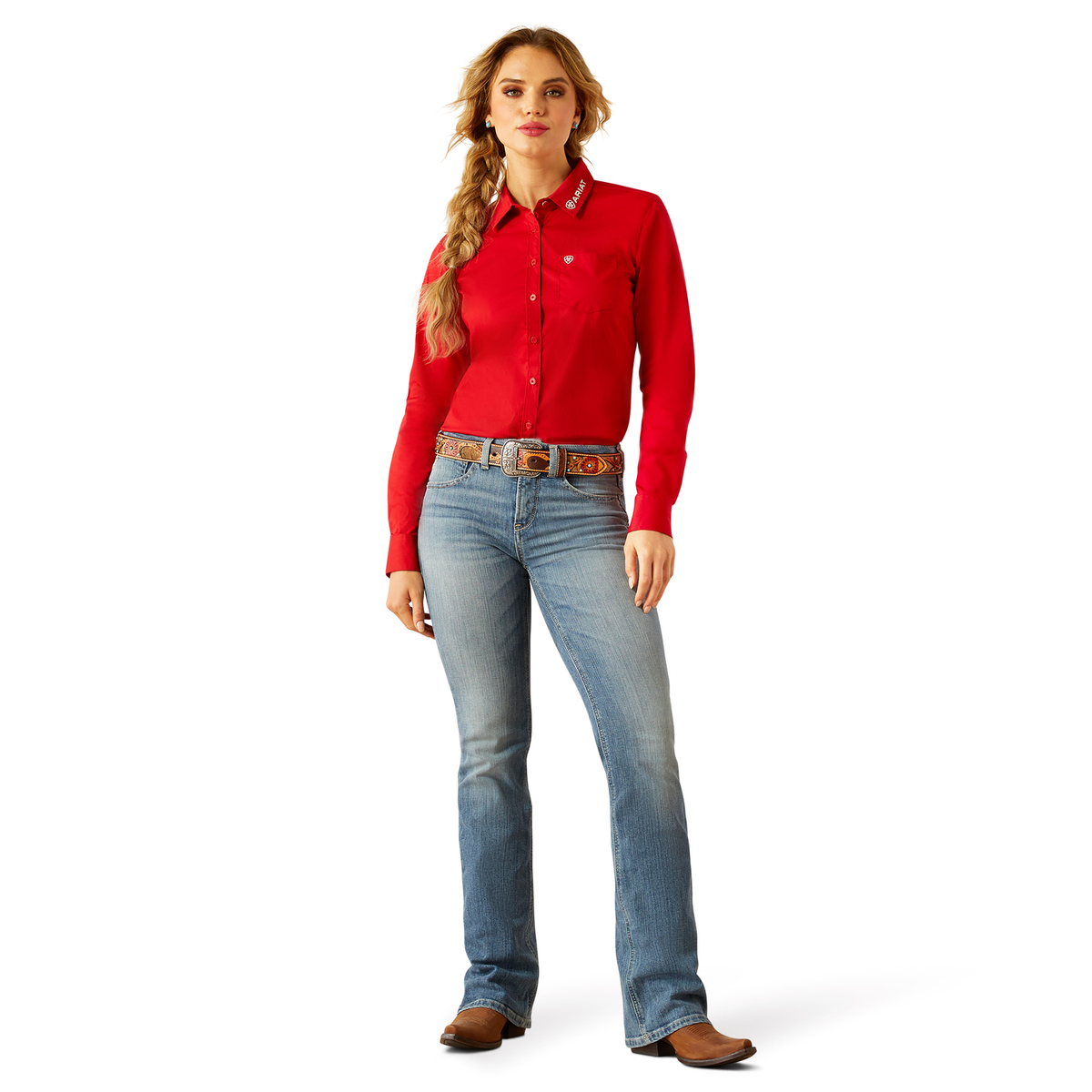 Ariat Womens Team Kirby Stretch Shirt - Equestrian Red