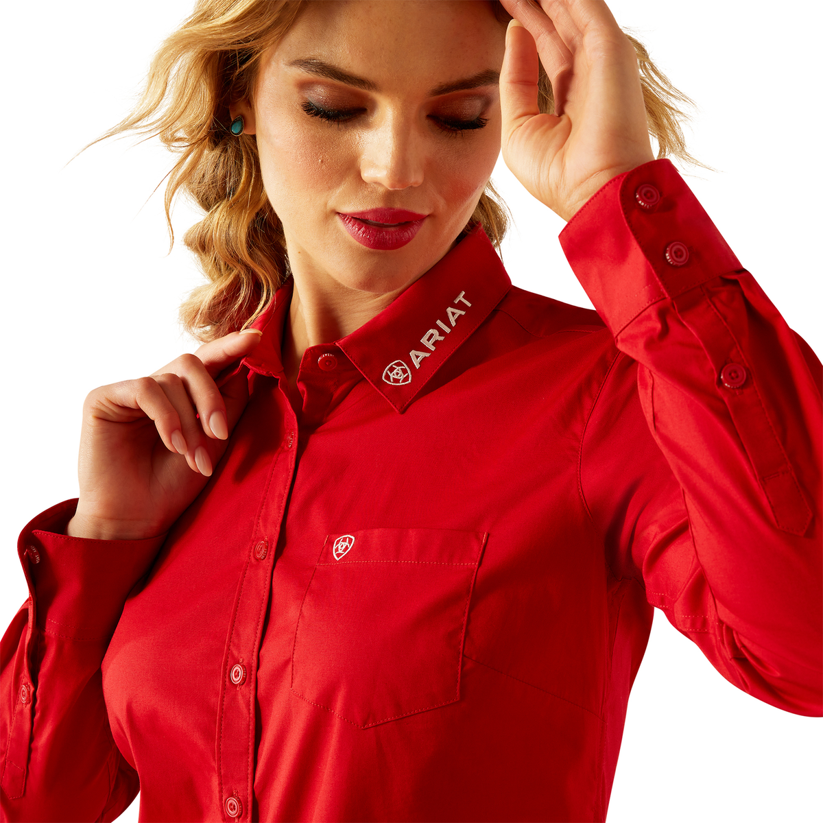 Ariat Womens Team Kirby Stretch Shirt - Equestrian Red