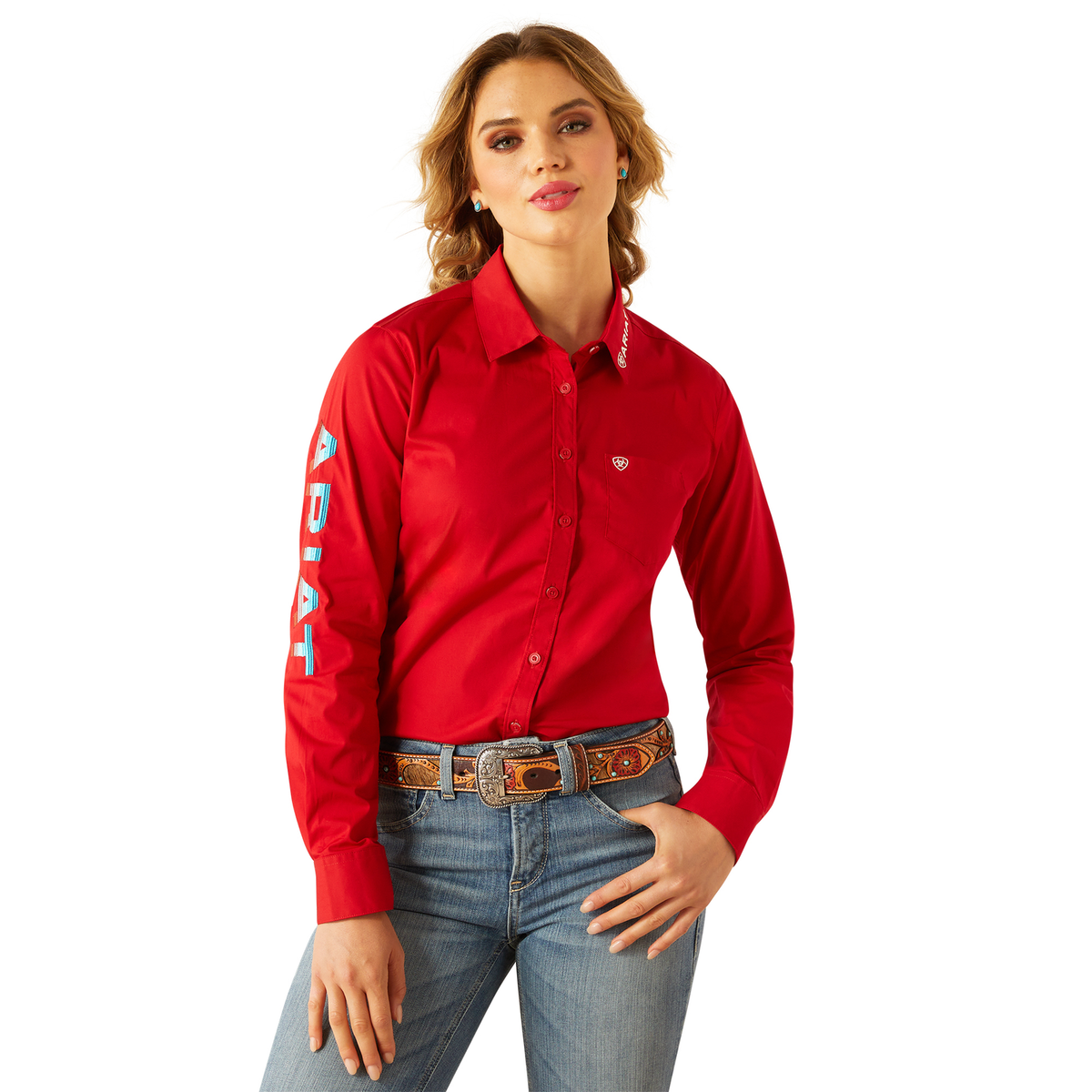 Ariat Womens Team Kirby Stretch Shirt - Equestrian Red