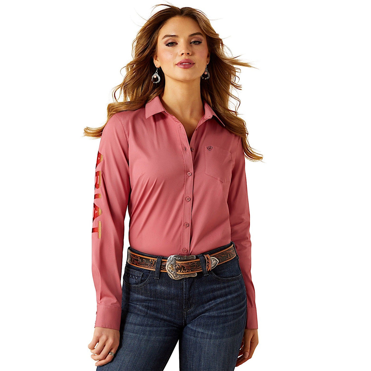 Ariat Womens Team Kirby Stretch Shirt - Mauvewood