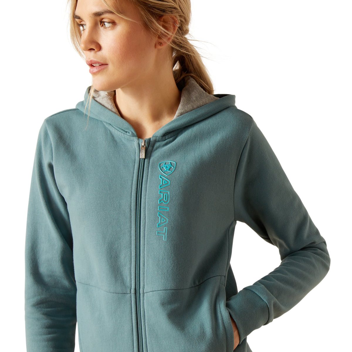 Ariat Women’s Team Logo Full Zip Hoodie - Glacier Lake - Ariat Womens Tops