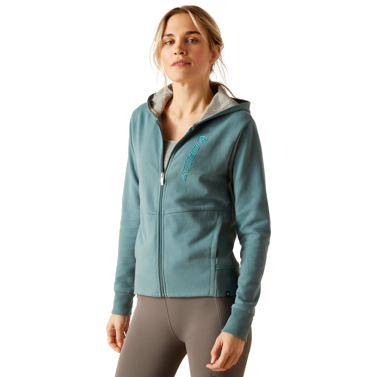Ariat Women’s Team Logo Full Zip Hoodie - Glacier Lake - S Aus 8 - Ariat Womens Tops