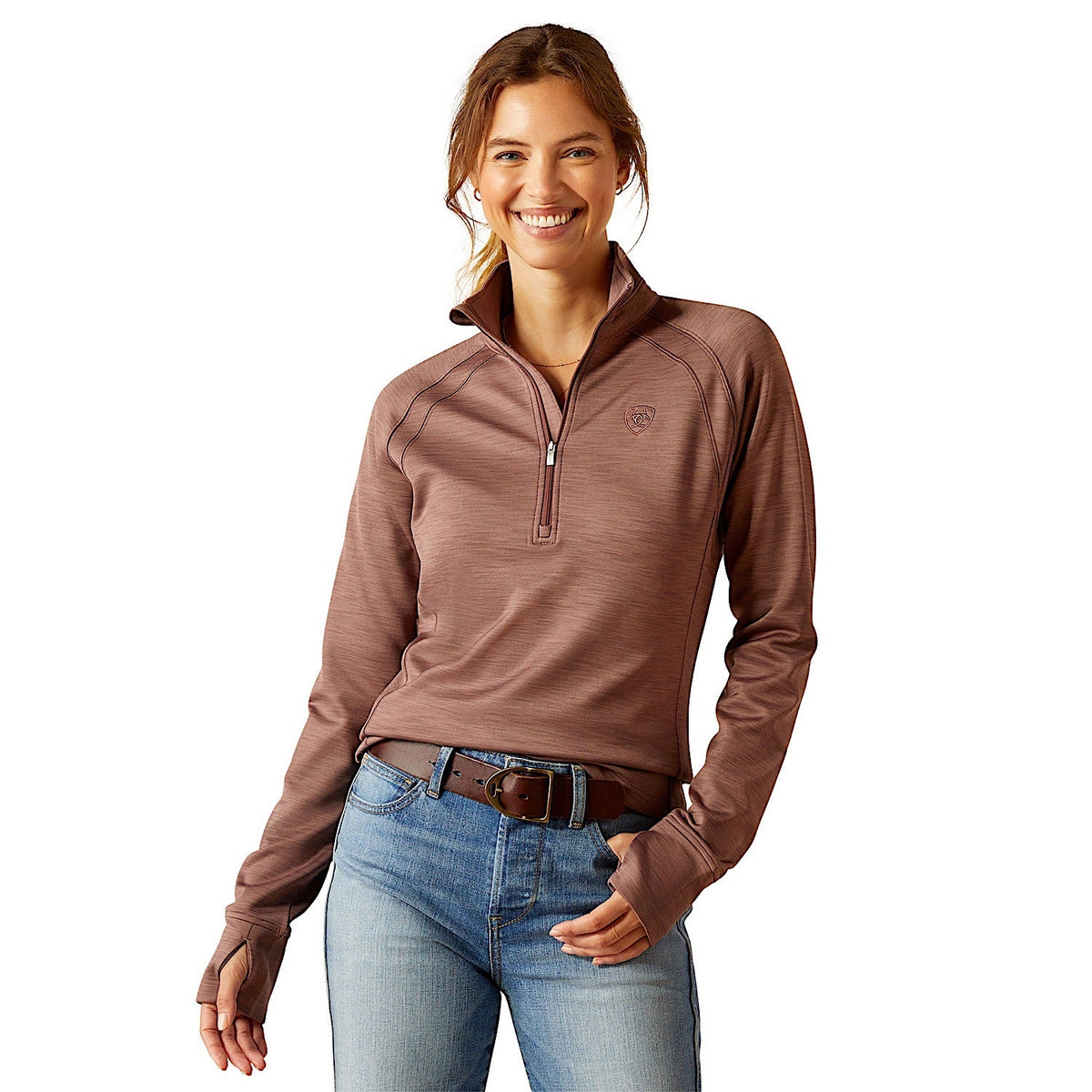 Ariat Womens Tek Team 1/2 Zip Sweatshirt - Twilight Mauve