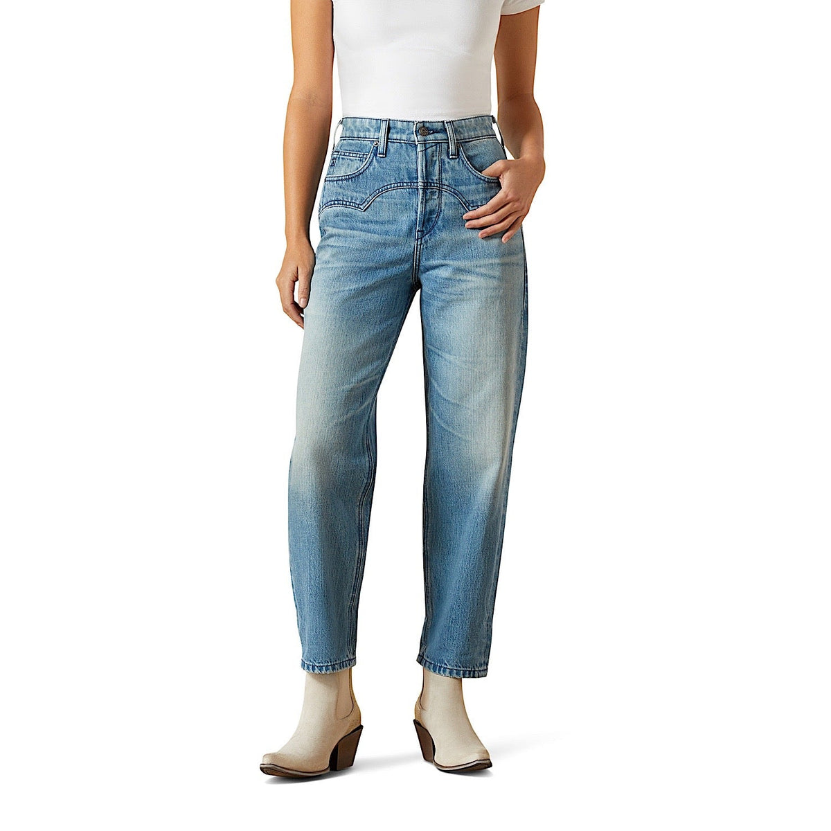 Ariat Womens Ultra High Rise Cheyenne Yoke Tomboy Straight Leg Jeans - Candy