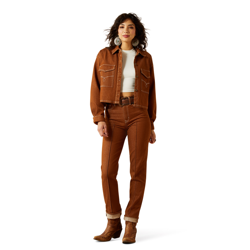 Ariat Womens Ultra High Rise Jazmine Relaxed Straight Leg Jean - Pecan Brown