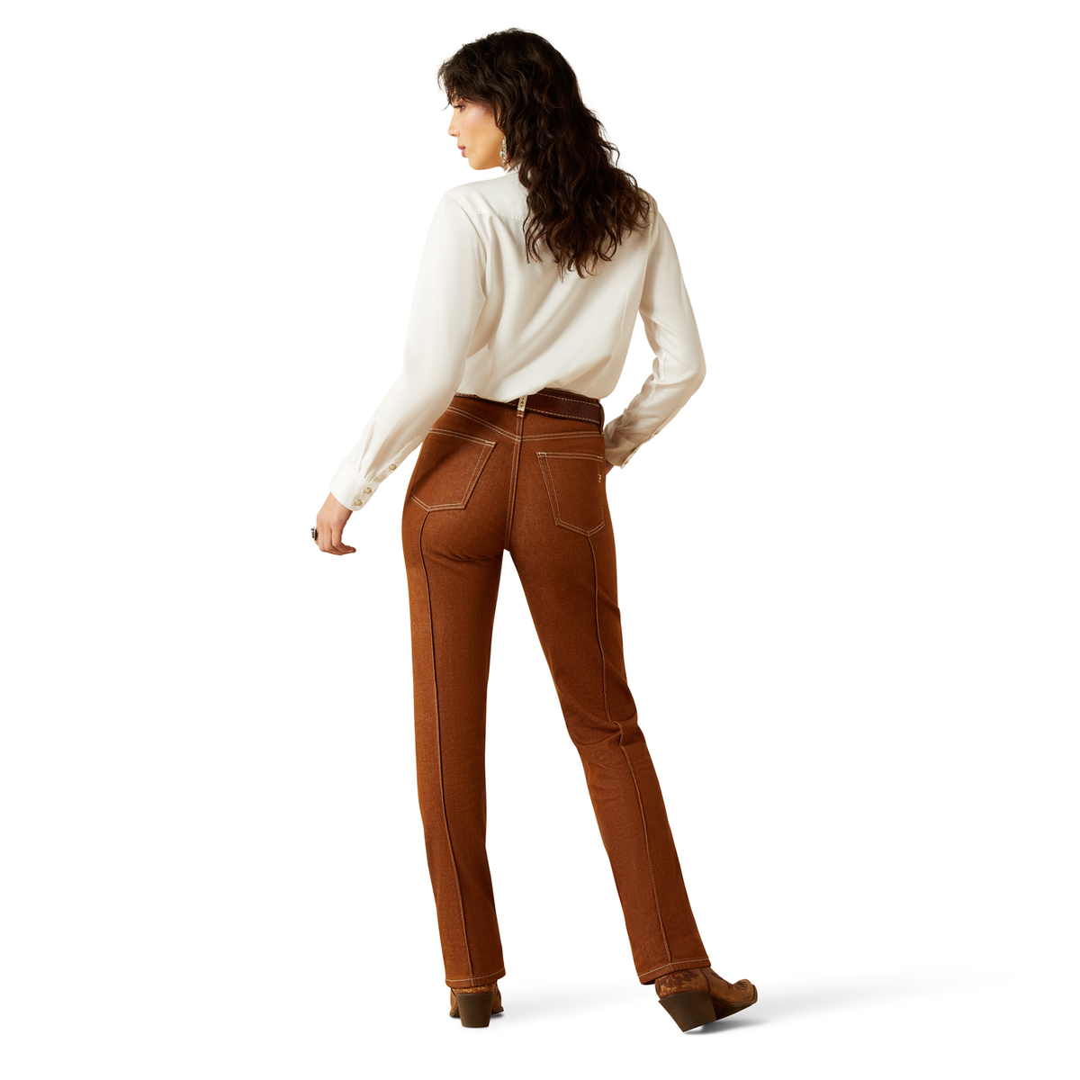 Ariat Womens Ultra High Rise Jazmine Relaxed Straight Leg Jean - Pecan Brown
