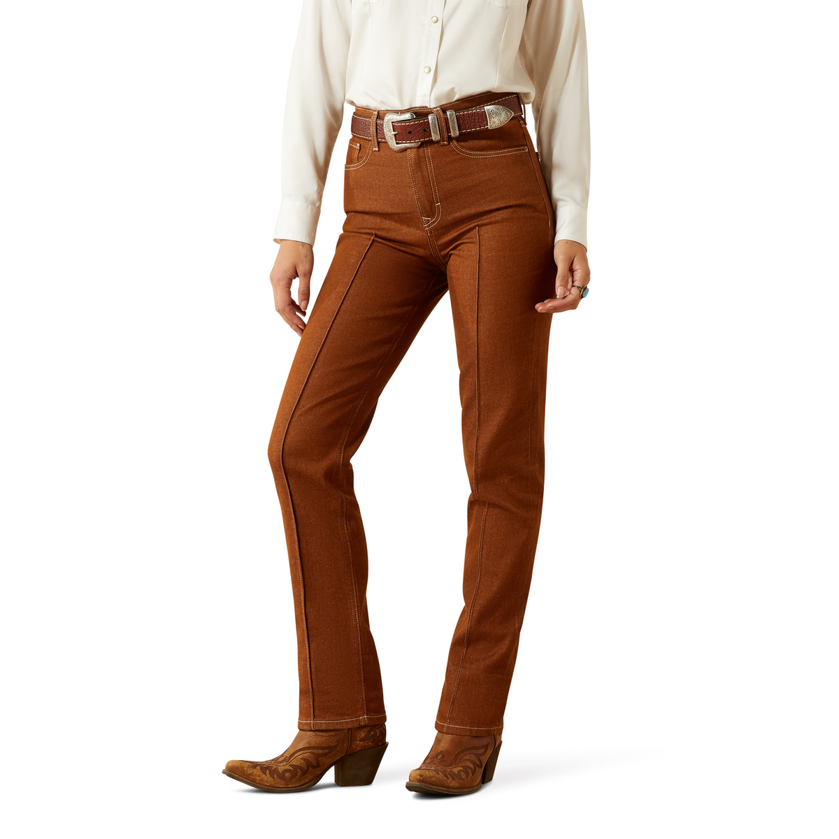 Ariat Womens Ultra High Rise Jazmine Relaxed Straight Leg Jean - Pecan Brown