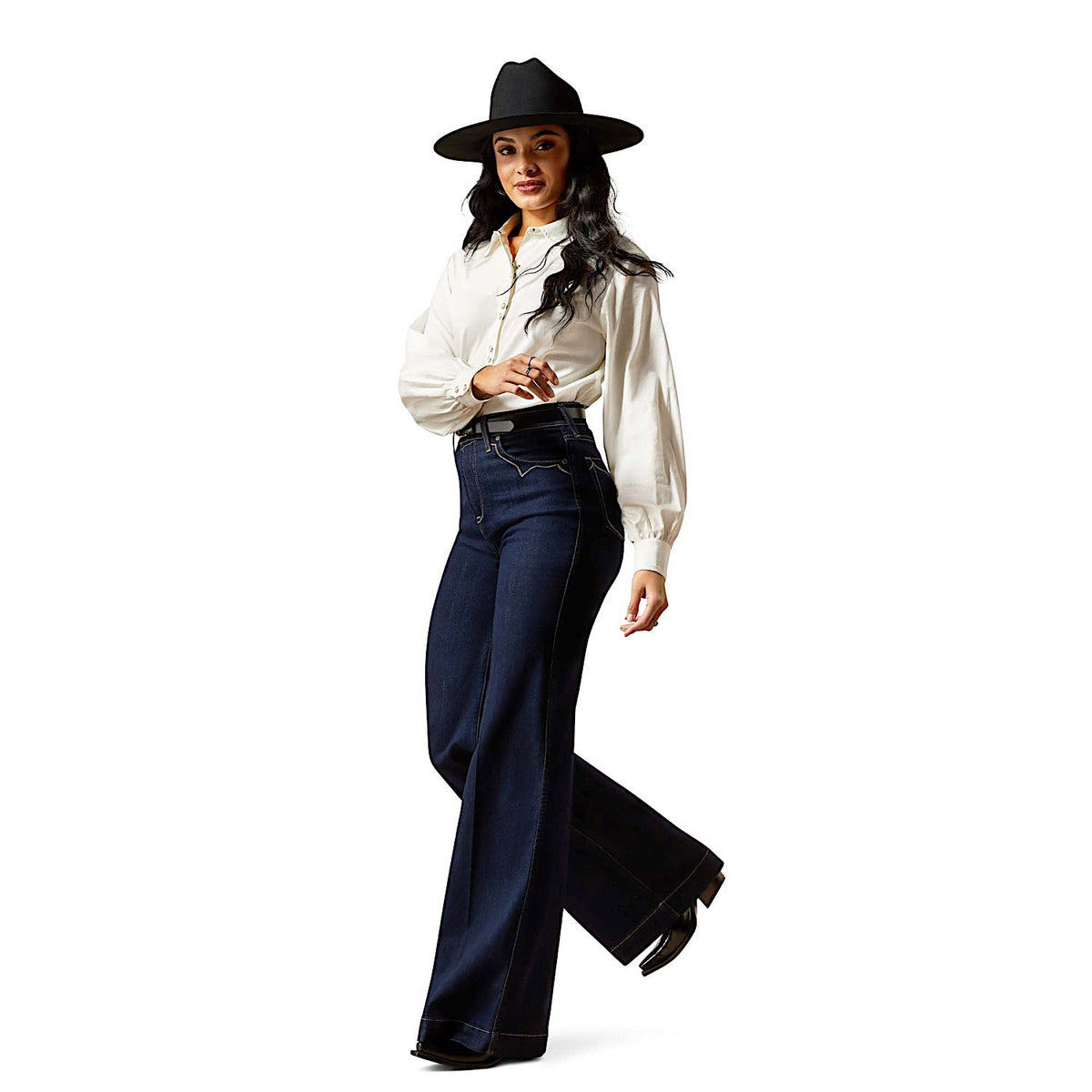 Ariat Womens Ultra High Rise Veronica Wide Leg Jeans - Rinse